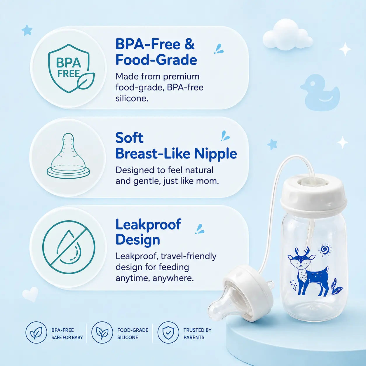 Ziveo™ - Hands-Free Baby Feeding Bottle