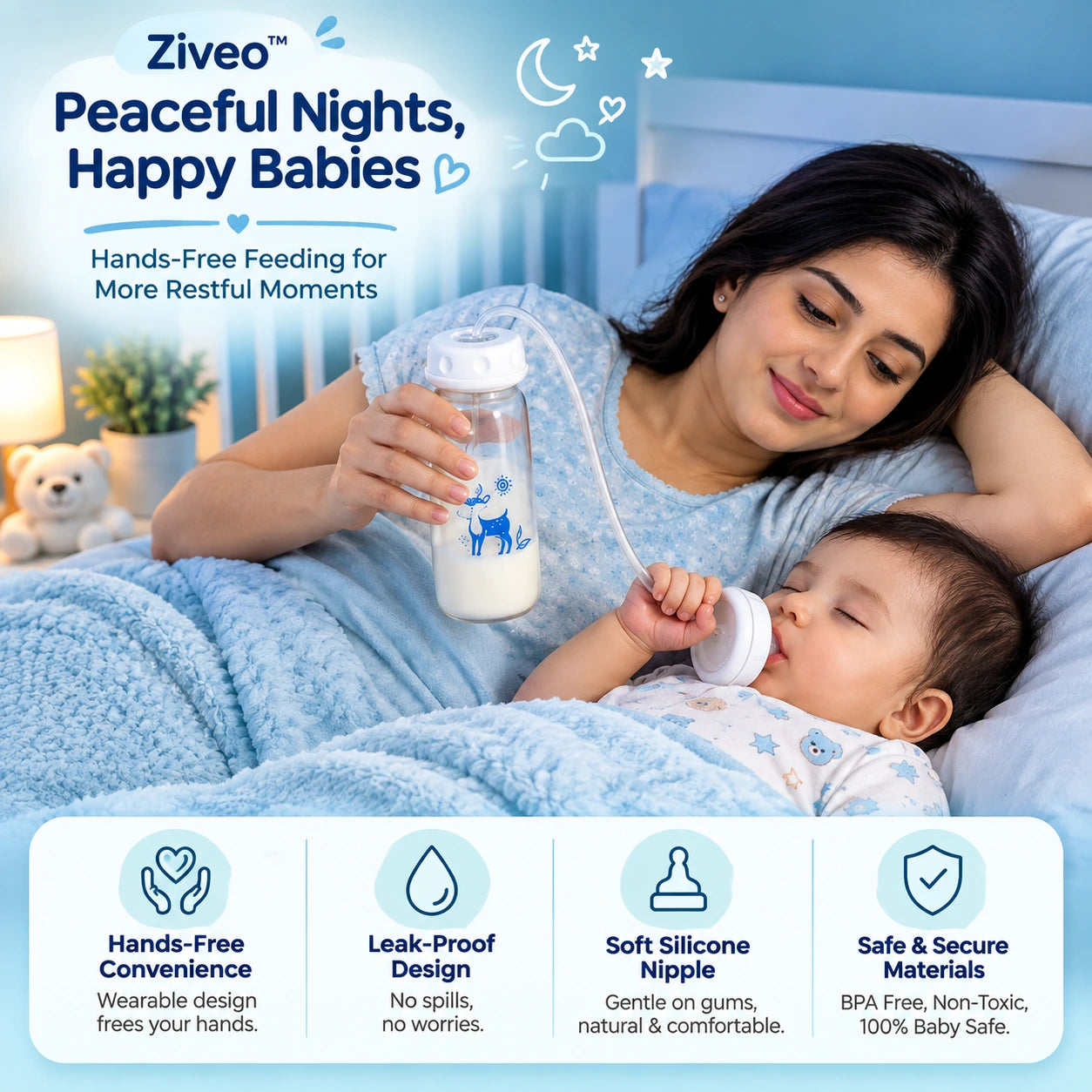 Ziveo™ - Hands-Free Baby Feeding Bottle